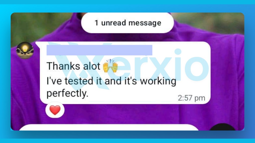 Customer chat: Thanks a lot. I have tested it and it is working perfectly.